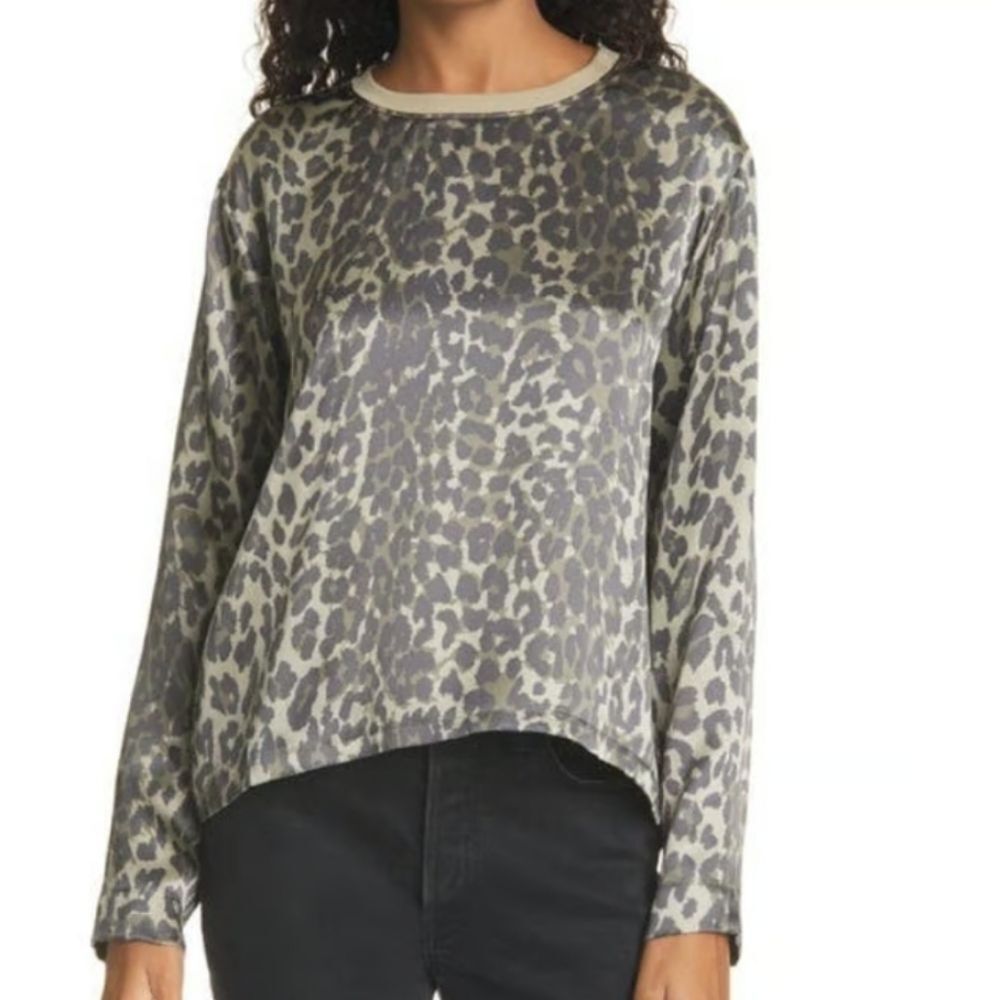 ATM Anthony Thomas Melillo Leopard Print Silk Blouse
